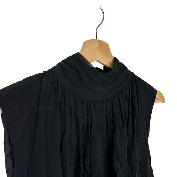 Just Drew NYC Black Sheer Top Sleeveless Pleated 4 Goth Dark Boho - Picture 3 of 5